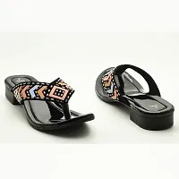 Elegant Black Leather Self Design Sandals For Women-thumb3