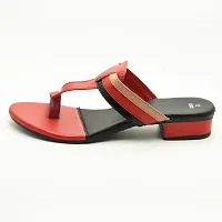 Elegant Red Leather Self Design Sandals For Women-thumb2