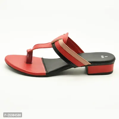 Elegant Red Leather Self Design Sandals For Women-thumb3