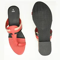 Elegant Red Leather Self Design Sandals For Women-thumb4