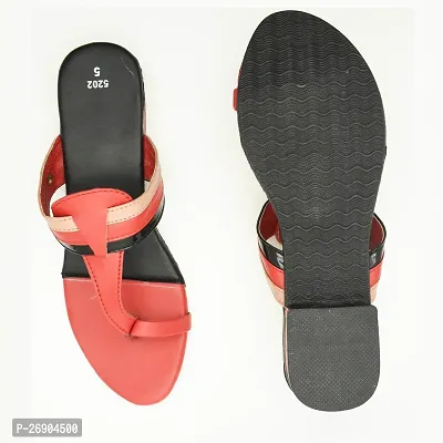 Elegant Red Leather Self Design Sandals For Women-thumb5