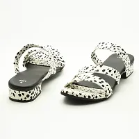 Elegant White Leather Self Design Sandals For Women-thumb3