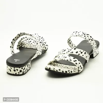 Elegant White Leather Self Design Sandals For Women-thumb4