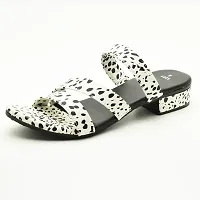 Elegant White Leather Self Design Sandals For Women-thumb1