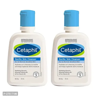 Face Wash by Cetaphil ,Gentle Skin Cleanser for Dry, Normal Sensitive Skin - 125ml| pack of 2-thumb0