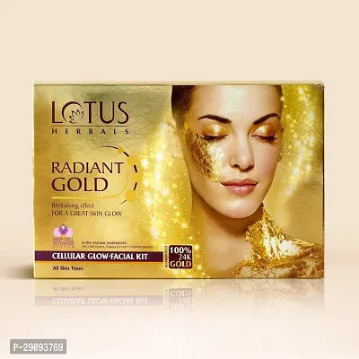 Lotus Radiant Gold Facial Kit for instant glow with 24K Pure Gold  Papaya ,4 easy steps (4 use) 1 Count (Pack of 1)