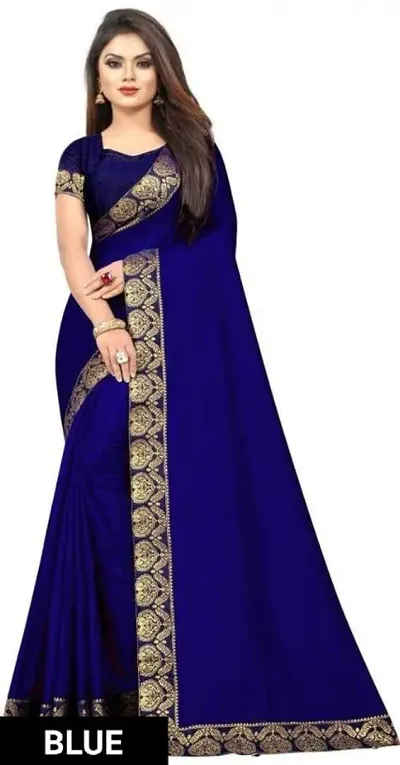 Flerry Fashion Womens Solid Embroidered Lace Saree With Unstitched Blouse Piece | Kalamor_Blue