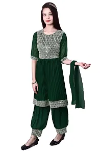 Alluring Green Georgette Embroidered Salwar Suit Sets For Girls-thumb4