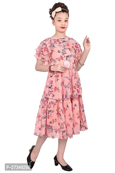 Stylish Georgette Peach Printed Frocks For Girls-thumb3