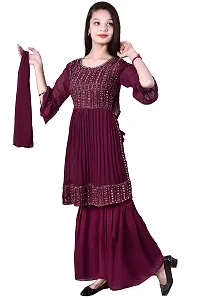 Alluring Maroon Georgette Embroidered Salwar Suit Sets For Girls-thumb4