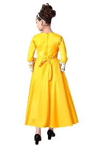 Stylish Rayon Yellow Printed Frocks For Girls-thumb1