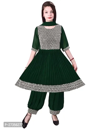 Alluring Green Georgette Embroidered Salwar Suit Sets For Girls-thumb0