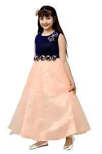 Fabulous Peach Net Frocks For Girls-thumb3