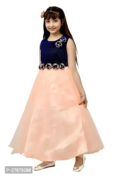 Fabulous Peach Net Frocks For Girls-thumb5