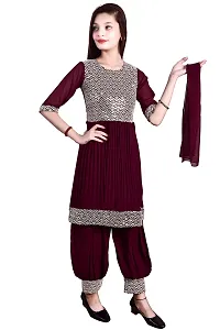 Alluring Maroon Georgette Embroidered Salwar Suit Sets For Girls-thumb2