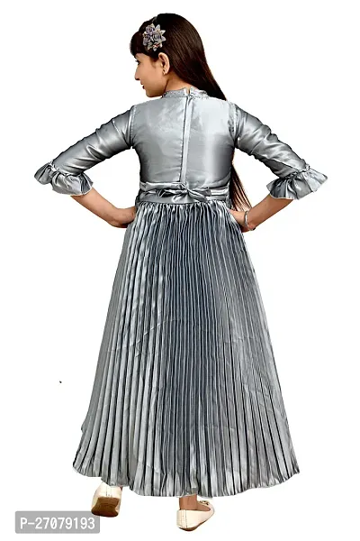 Fabulous Grey Silk Frocks For Girls-thumb2