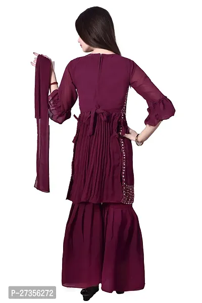 Alluring Maroon Georgette Embroidered Salwar Suit Sets For Girls-thumb2