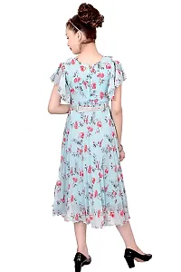 Stylish Georgette Blue Printed Frocks For Girls-thumb1