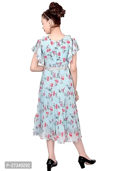 Stylish Georgette Blue Printed Frocks For Girls-thumb2