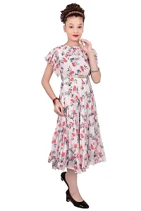 Stylish Georgette White Printed Frocks For Girls-thumb2