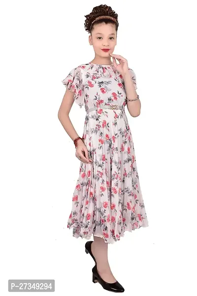 Stylish Georgette White Printed Frocks For Girls-thumb3