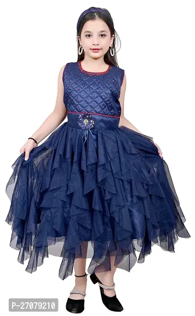 Fabulous Blue Net Frocks For Girls