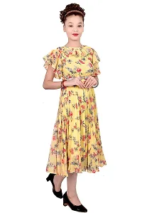 Stylish Georgette Yellow Printed Frocks For Girls-thumb2