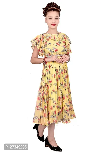 Stylish Georgette Yellow Printed Frocks For Girls-thumb3