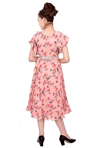 Stylish Georgette Peach Printed Frocks For Girls-thumb1