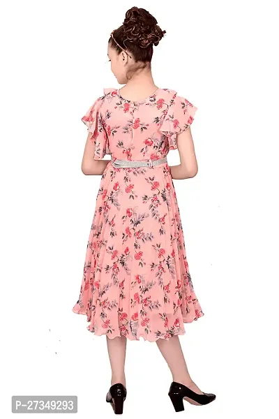 Stylish Georgette Peach Printed Frocks For Girls-thumb2