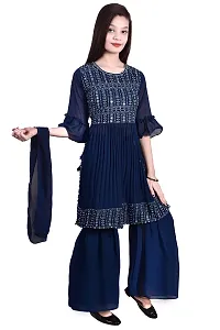 Alluring Blue Georgette Embroidered Salwar Suit Sets For Girls-thumb2