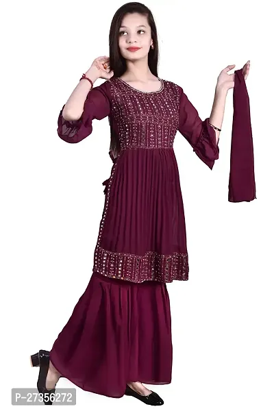 Alluring Maroon Georgette Embroidered Salwar Suit Sets For Girls-thumb4