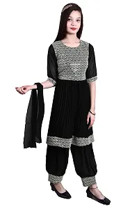 Alluring Black Georgette Embroidered Salwar Suit Sets For Girls-thumb2