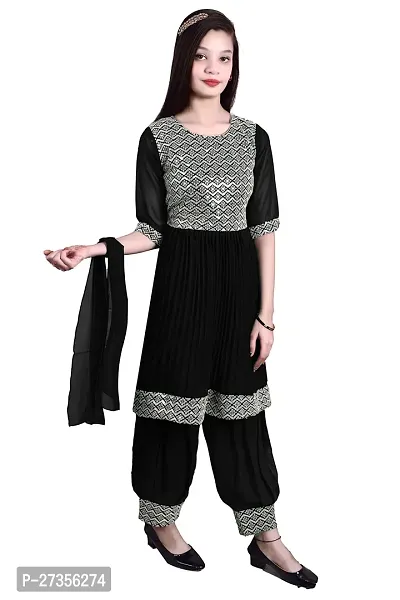 Alluring Black Georgette Embroidered Salwar Suit Sets For Girls-thumb3