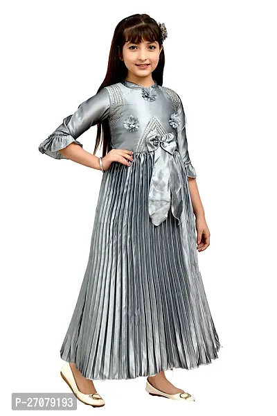 Fabulous Grey Silk Frocks For Girls-thumb3