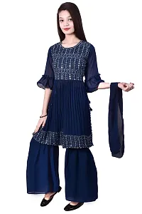 Alluring Blue Georgette Embroidered Salwar Suit Sets For Girls-thumb3