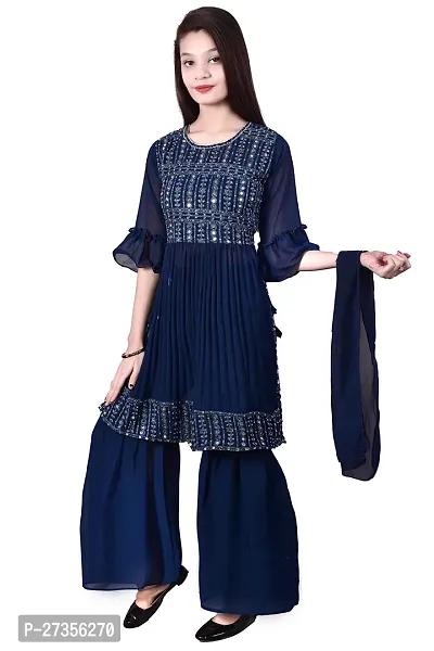 Alluring Blue Georgette Embroidered Salwar Suit Sets For Girls-thumb4