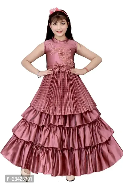 Classic Silk Blend Embroidered  Dresses for Kids Girls-thumb0