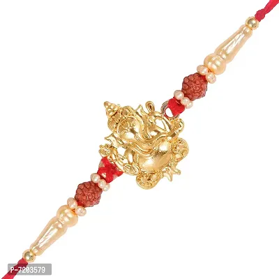 Vighnaharta Mangalmurti Gold and Rhodium Plated Alloy Rakhi for Lovely Brother -VFJ1107RKG