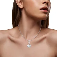 Enchanting Solitaire CZ Rhodium Plated Pendant with Chain for Girls and Women-thumb1
