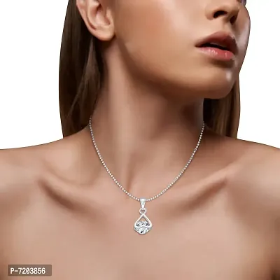 Enchanting Solitaire CZ Rhodium Plated Pendant with Chain for Girls and Women-thumb2