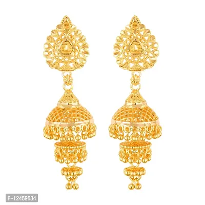 Allure Glittering GoldPlated Screw back alloy Jhumki Earring for Women and Girls