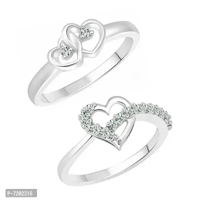 Vighnaharta Valentine Graceful Heart CZ Rhodium Plated Alloy Combo Fashion Ring set for Women and Girls [1047FRR-1076FRR] - [VFJ1240FRR15]-thumb0