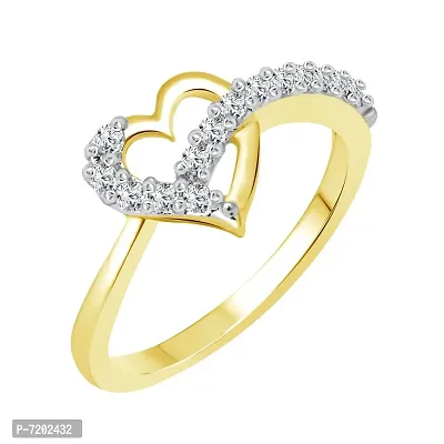 Vighnaharta Cz Collection Non-precious Metal Alloy and American Diamond Lovable Heart Ring for Women (Silver)