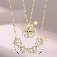 4 Heart Magnetic Gold Plated Pendant cum Necklace For Women and Girls-thumb2
