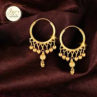 Golden Brass Cubic Zirconia Jhumkas Earrings For Women-thumb1