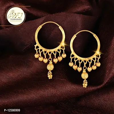 Golden Brass Cubic Zirconia Jhumkas Earrings For Women-thumb2