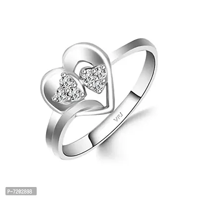 Vighnaharta Valentine Gift Family Heart Ring CZ Rhodium Plated Alloy Ring for Women and Girls-[VFJ1458FRR7]