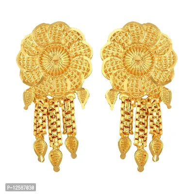 Golden Brass No Gemstone Studs Earrings For Women