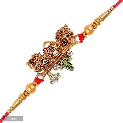 Vighnaharta Dahihandi Gold and Rhodium Plated Alloy Rakhi for Lovely Brother-VFJ1116RKG